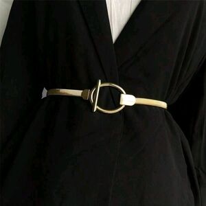 Slim Gold Circle Toggle Belt for Women